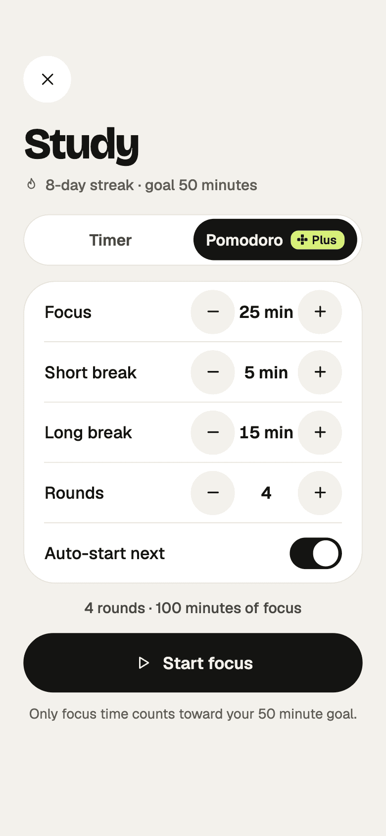 Pomodoro setup